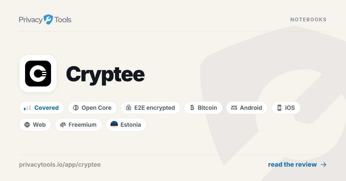 Cryptee Review: Private Notebooks in 2026 - PrivacyTools.io