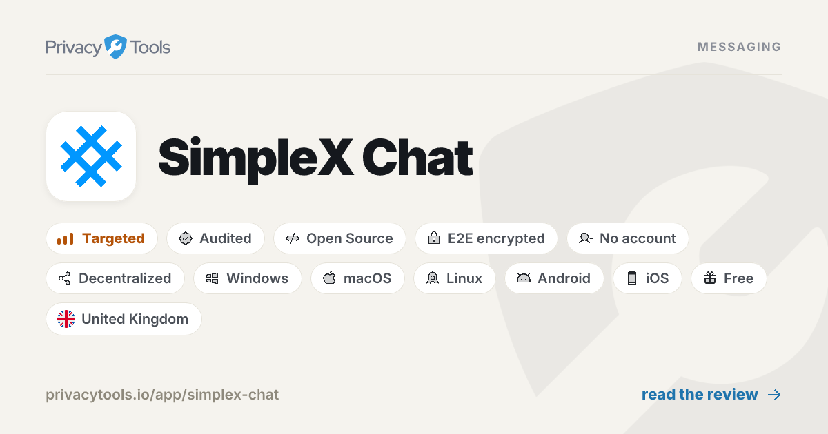 SimpleX Chat Review: Private Messaging in 2026 - PrivacyTools.io